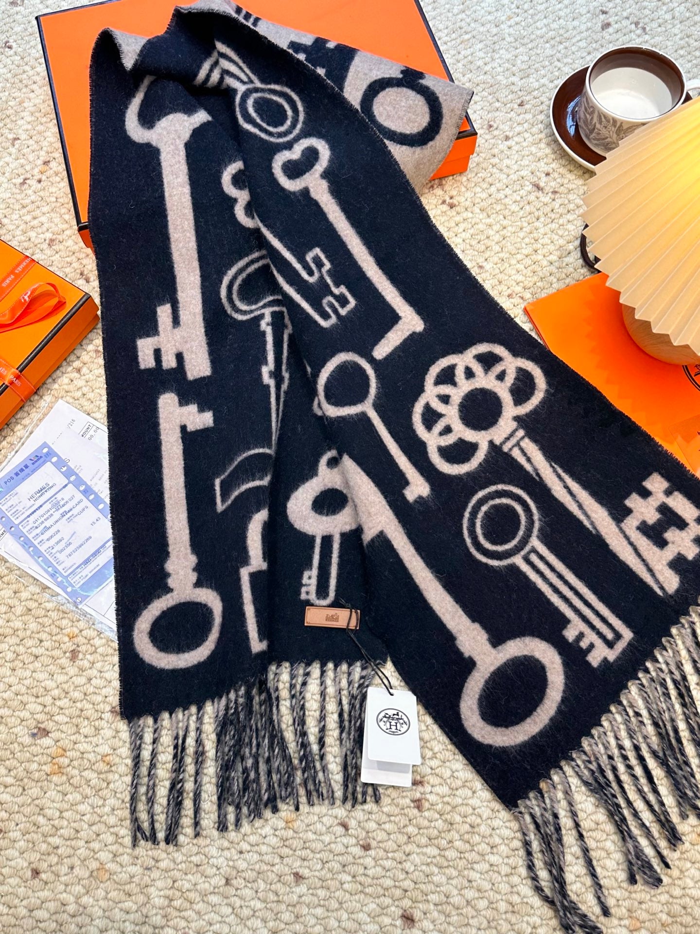 He 25 Key cashmere scarf（BWORN/GREEN/NAVY/GRAY）