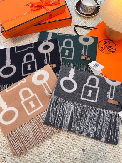 He 25 Key cashmere scarf（BWORN/GREEN/NAVY/GRAY）