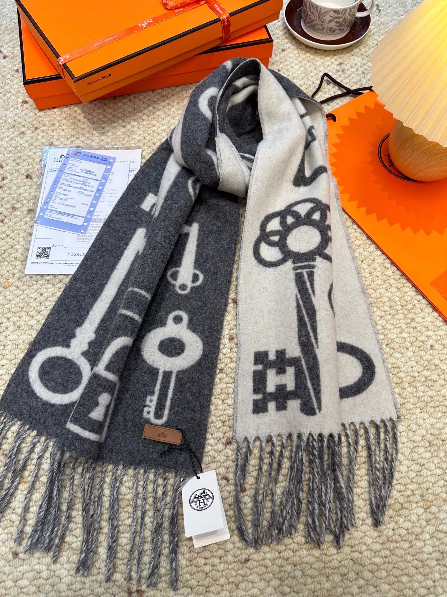 He 25 Key cashmere scarf（BWORN/GREEN/NAVY/GRAY）