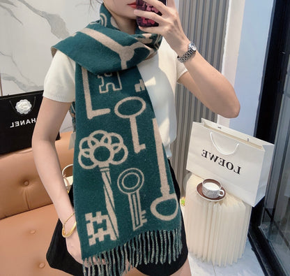 He 25 Key cashmere scarf（BWORN/GREEN/NAVY/GRAY）
