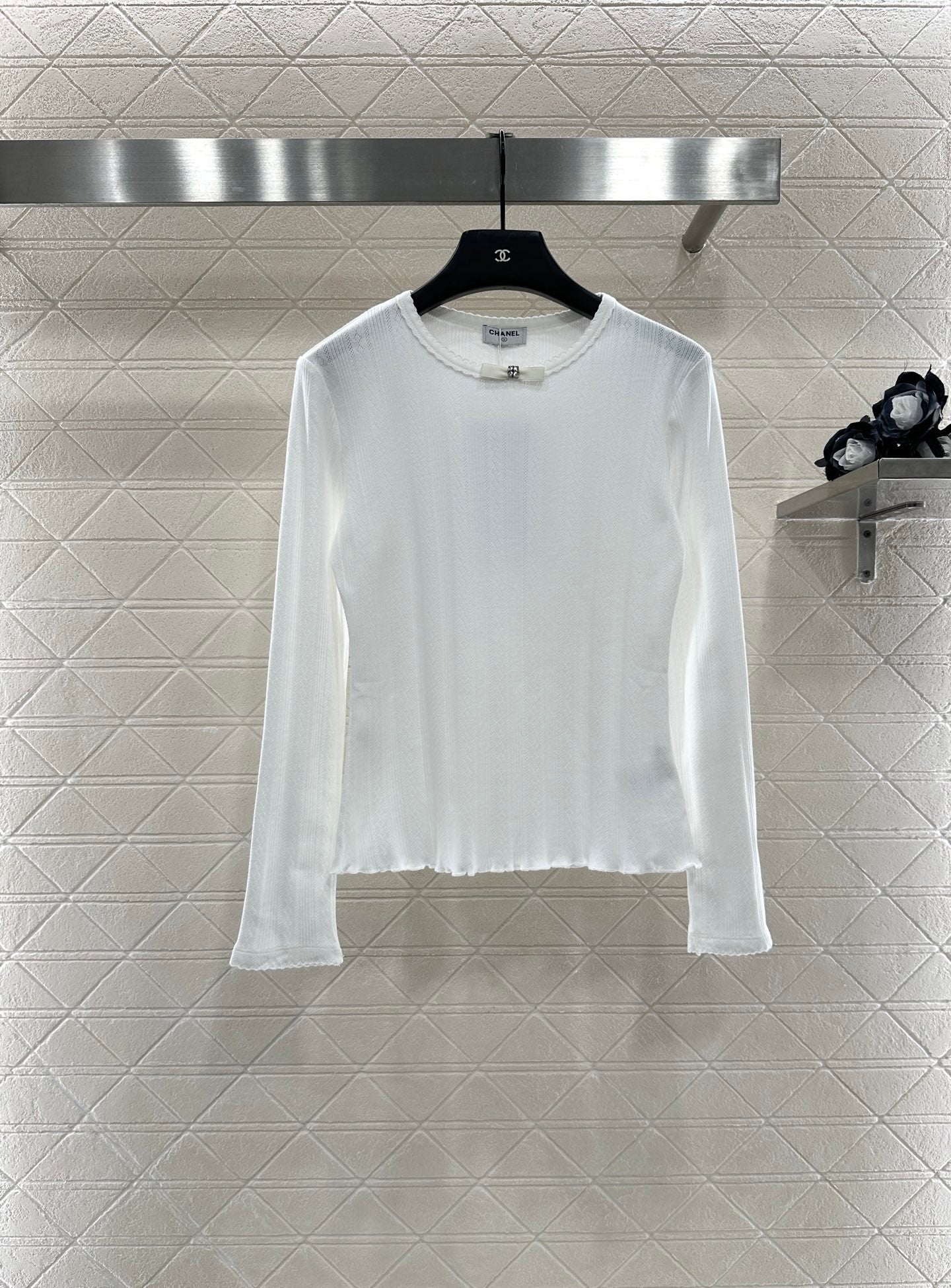 C 25 Lingge small bow long sleeved shirt
