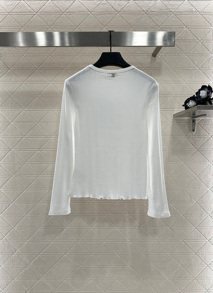 C 25 Lingge small bow long sleeved shirt