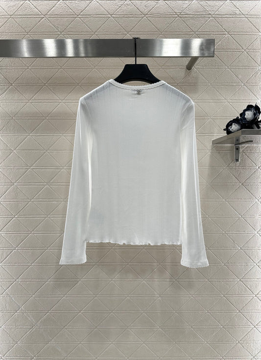 C 25 Lingge small bow long sleeved shirt