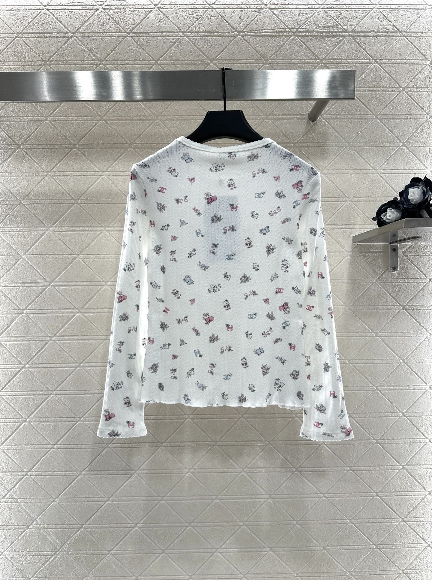 C 25 Printed bow decoration long sleeves