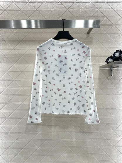 C 25 Printed bow decoration long sleeves
