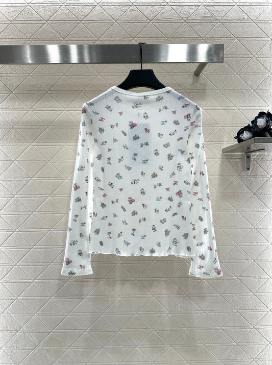 C 25 Printed bow decoration long sleeves