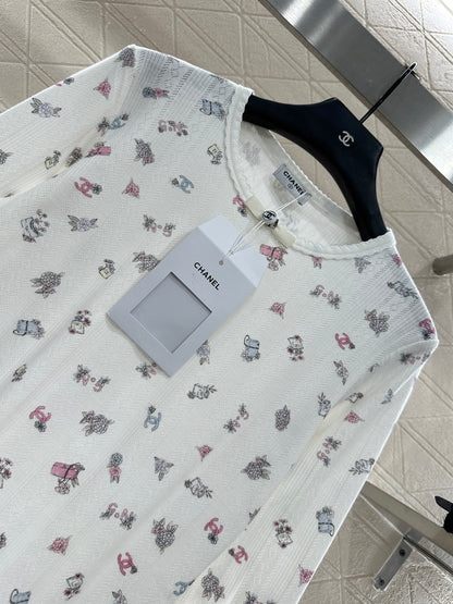 C 25 Printed bow decoration long sleeves