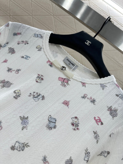 C 25 Printed bow decoration long sleeves