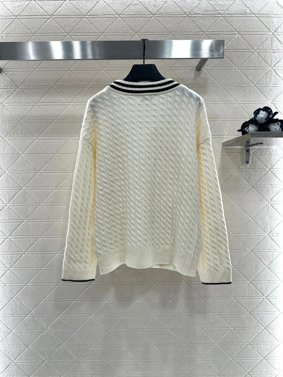 Bru 25 Fried Dough Twists striped cashmere cardigan, tennis series