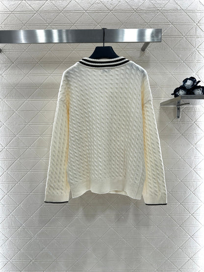 Bru 25 Fried Dough Twists striped cashmere cardigan, tennis series