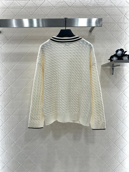 Bru 25 Fried Dough Twists striped cashmere cardigan, tennis series