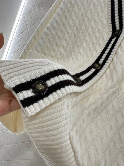 Bru 25 Fried Dough Twists striped cashmere cardigan, tennis series