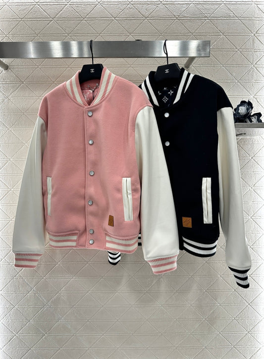 L 25 Casual leather sleeve baseball jacket