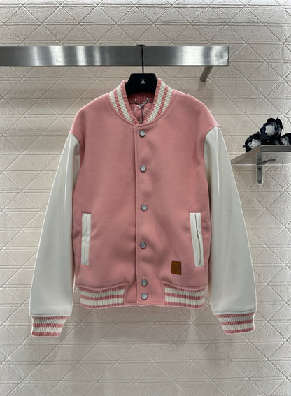 L 25 Casual leather sleeve baseball jacket