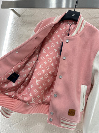 L 25 Casual leather sleeve baseball jacket