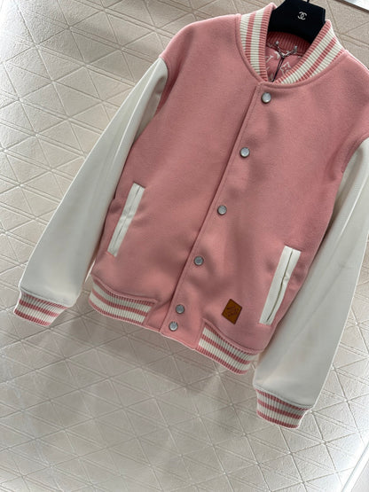 L 25 Casual leather sleeve baseball jacket
