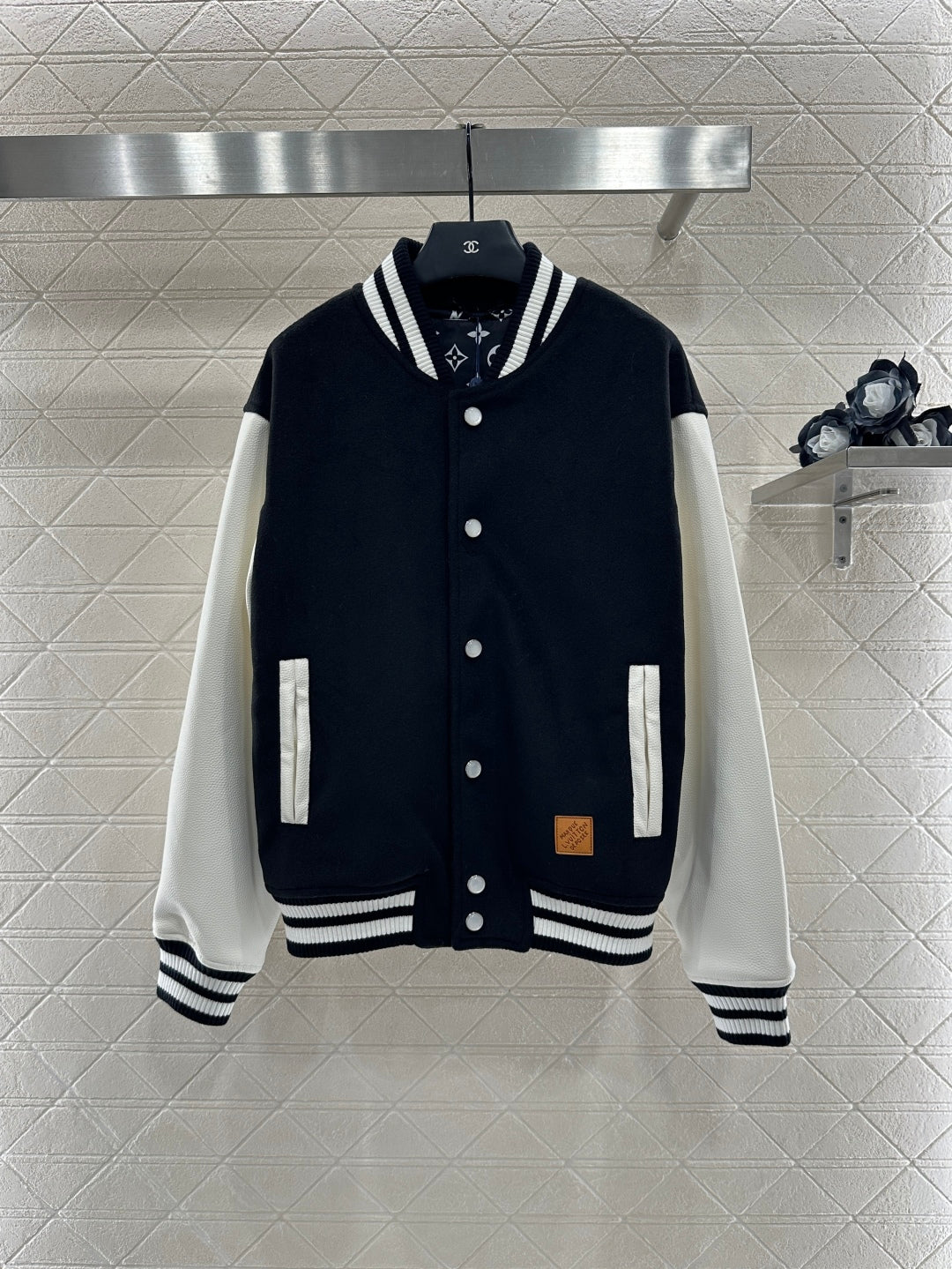 L 25 Casual leather sleeve baseball jacket