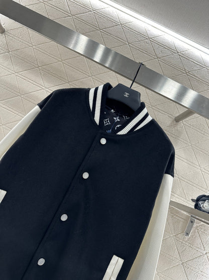 L 25 Casual leather sleeve baseball jacket