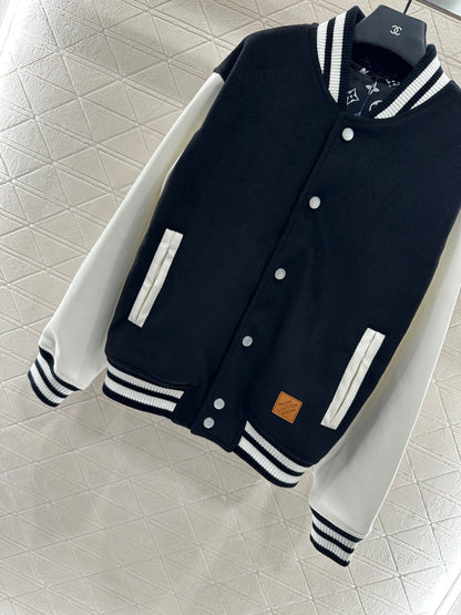 L 25 Casual leather sleeve baseball jacket