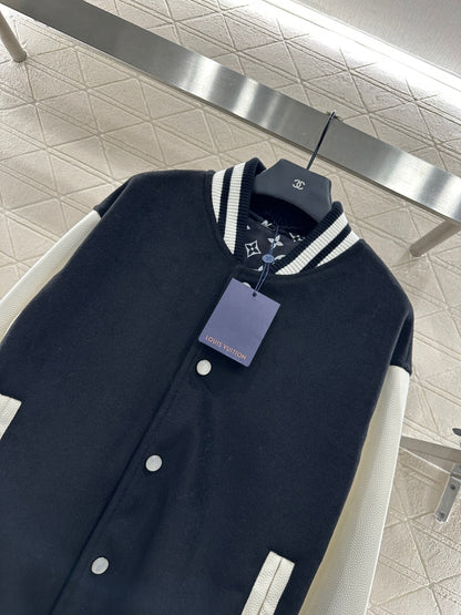 L 25 Casual leather sleeve baseball jacket