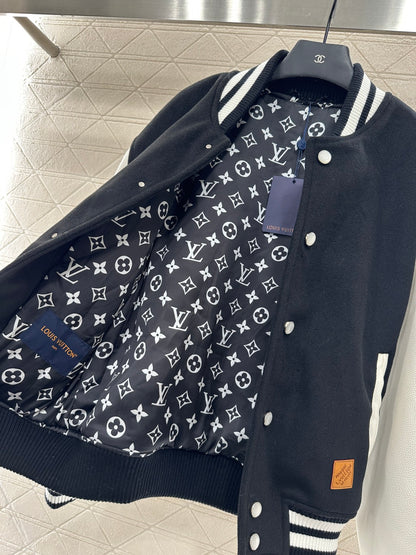 L 25 Casual leather sleeve baseball jacket