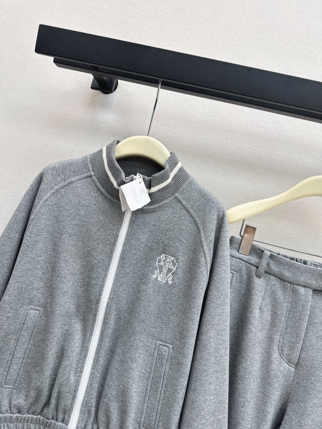 Bru 25 Stand collar jacket + elastic waist casual pants casual suit(GRAY/BLACK)