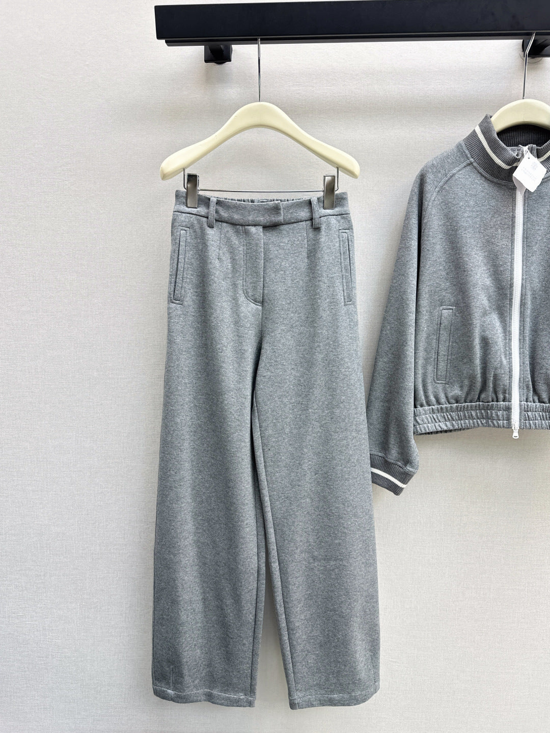 Bru 25 Stand collar jacket + elastic waist casual pants casual suit(GRAY/BLACK)