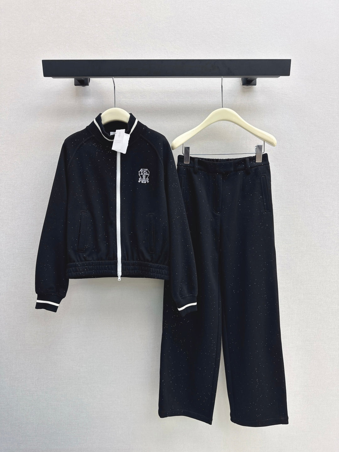 Bru 25 Stand collar jacket + elastic waist casual pants casual suit(GRAY/BLACK)