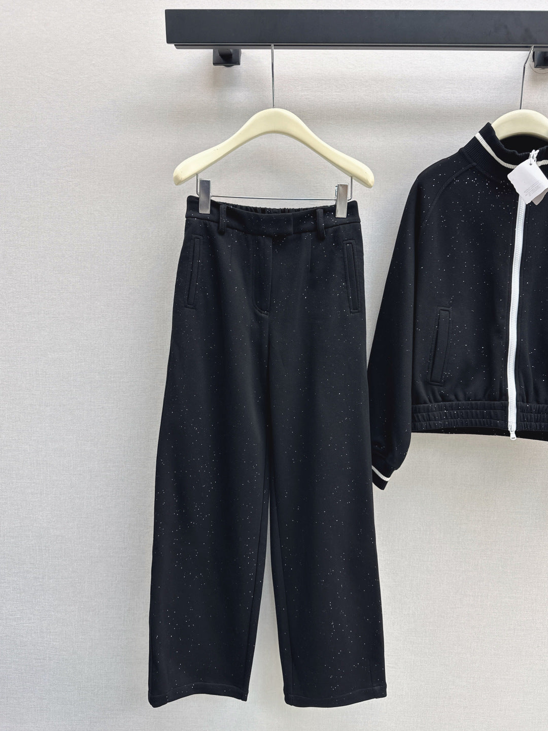 Bru 25 Stand collar jacket + elastic waist casual pants casual suit(GRAY/BLACK)