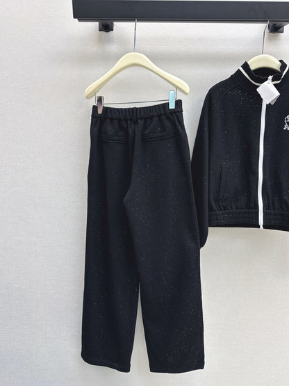 Bru 25 Stand collar jacket + elastic waist casual pants casual suit(GRAY/BLACK)