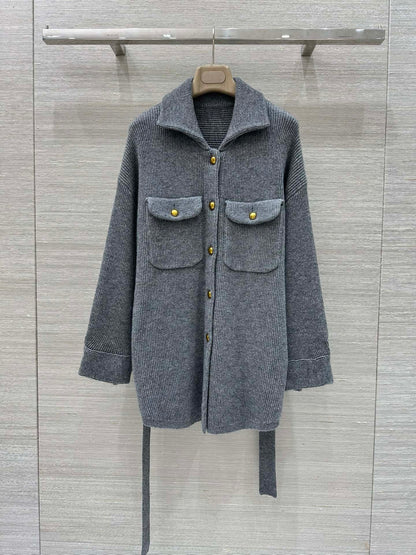 Bru 25 Lapel cashmere long coat(KHAKI/GRAY)
