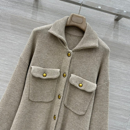 Bru 25 Lapel cashmere long coat(KHAKI/GRAY)