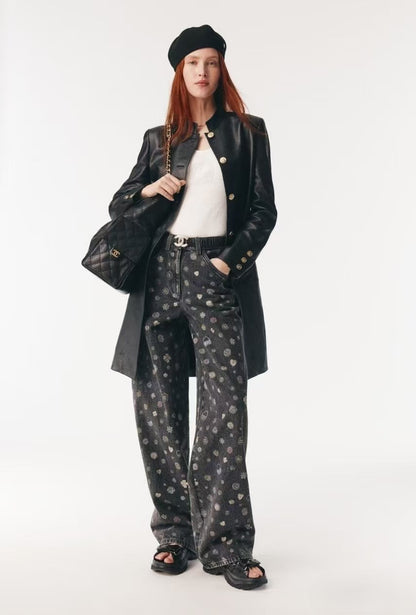 C 25 Wide-leg laser-printed jeans