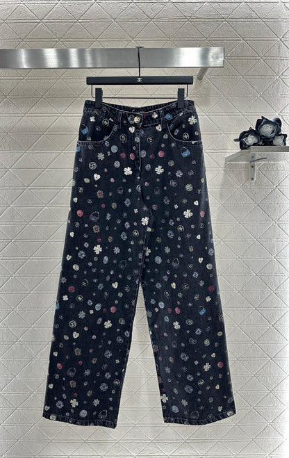 C 25 Wide-leg laser-printed jeans