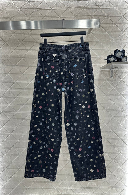 C 25 Wide-leg laser-printed jeans
