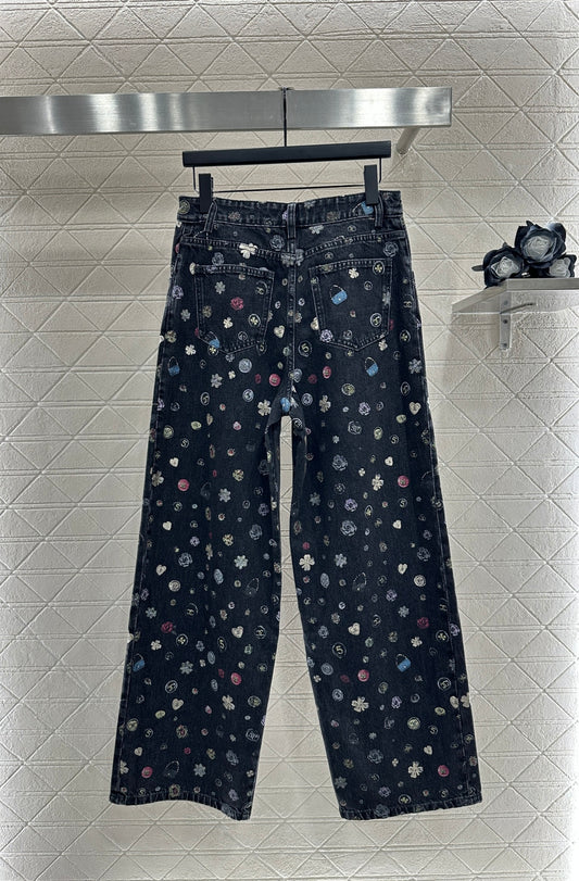 C 25 Wide-leg laser-printed jeans
