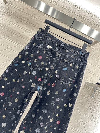 C 25 Wide-leg laser-printed jeans