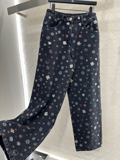 C 25 Wide-leg laser-printed jeans