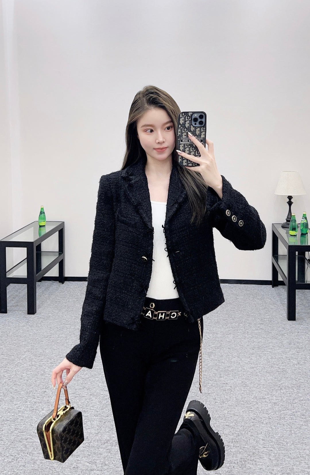 C 25 Lapel bow tie woven suit jacket