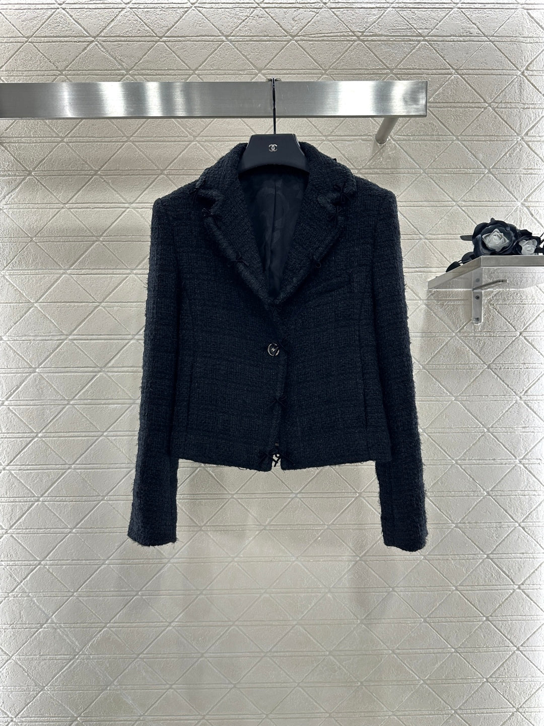 C 25 Lapel bow tie woven suit jacket