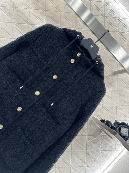 C 25 Wool woolen coat with detachable hood