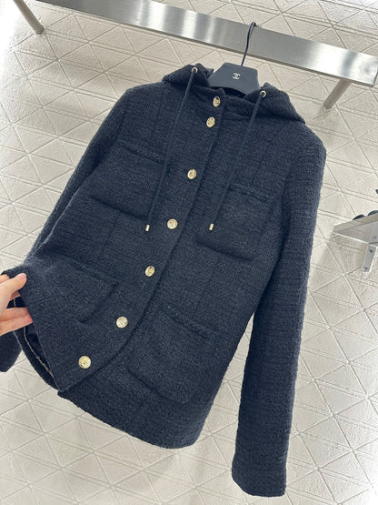 C 25 Wool woolen coat with detachable hood