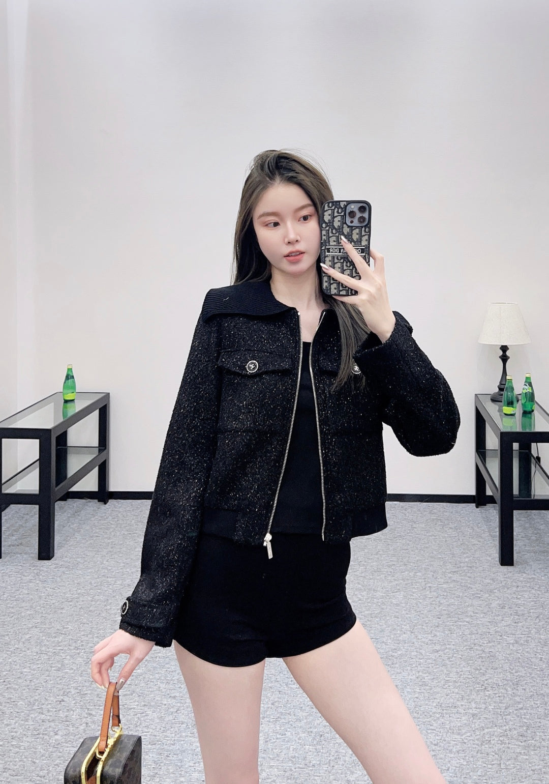 C 25 Woven Silver Zipper Jacket