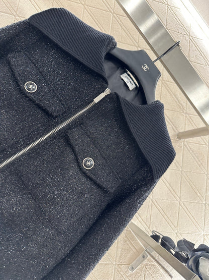C 25 Woven Silver Zipper Jacket
