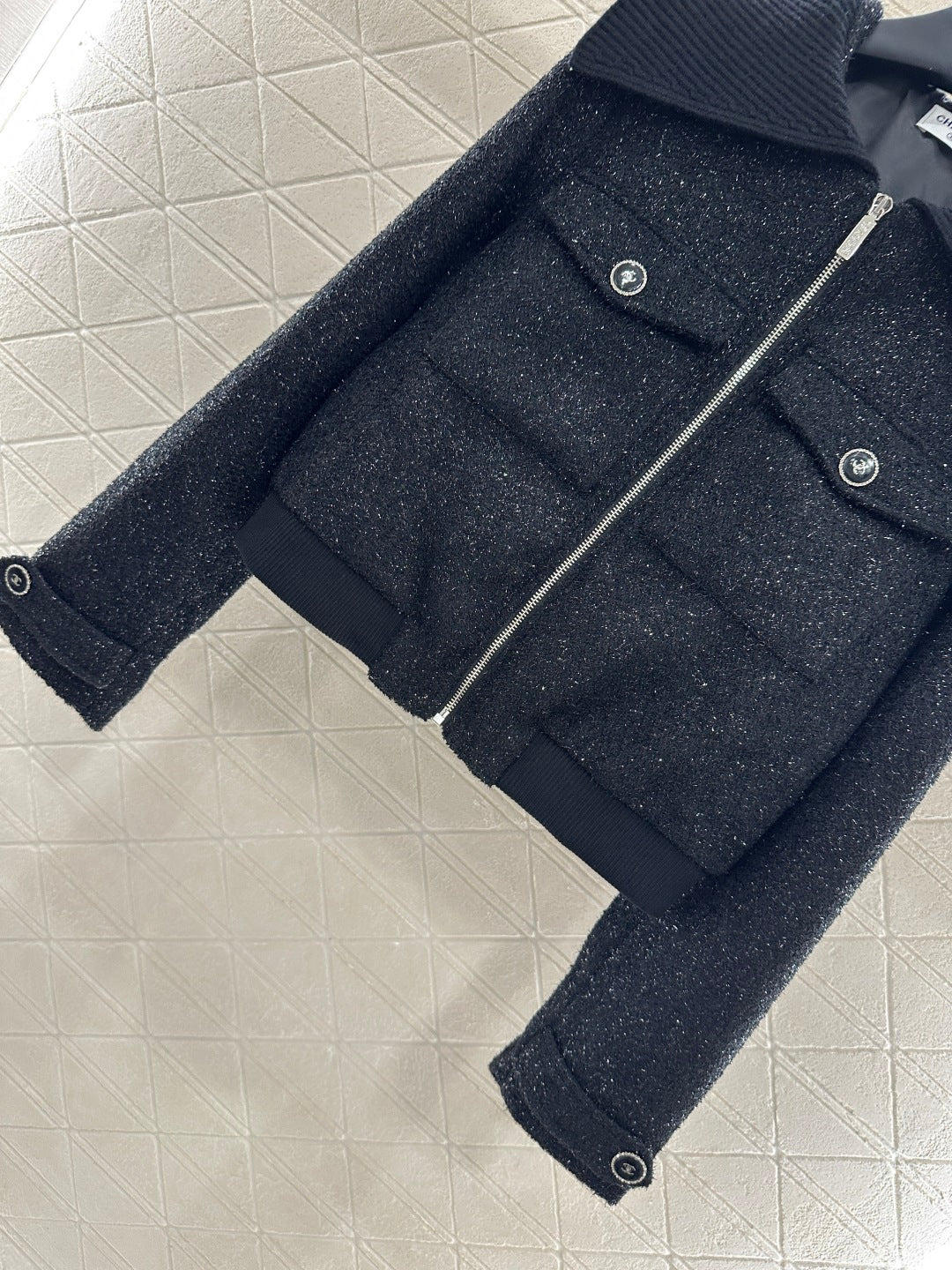 C 25 Woven Silver Zipper Jacket