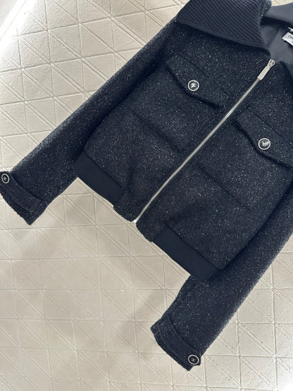 C 25 Woven Silver Zipper Jacket