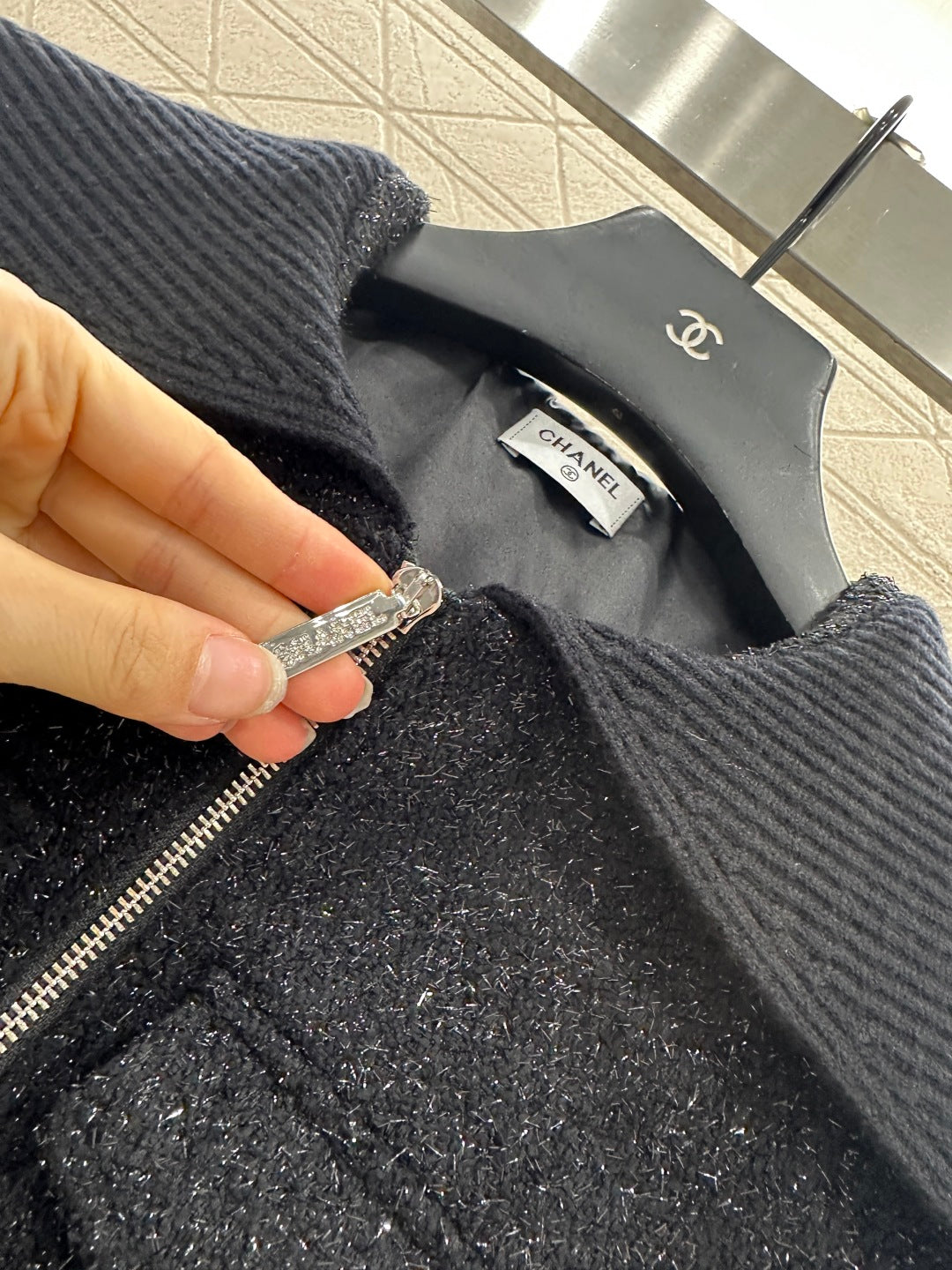 C 25 Woven Silver Zipper Jacket