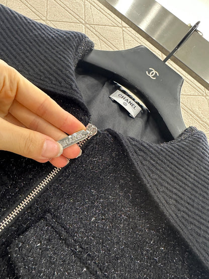 C 25 Woven Silver Zipper Jacket