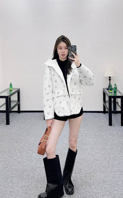 He 25 Reversible quilted jacket with hidden hood