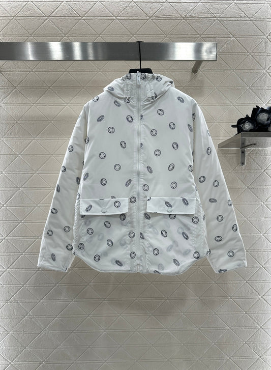 He 25 Reversible quilted jacket with hidden hood